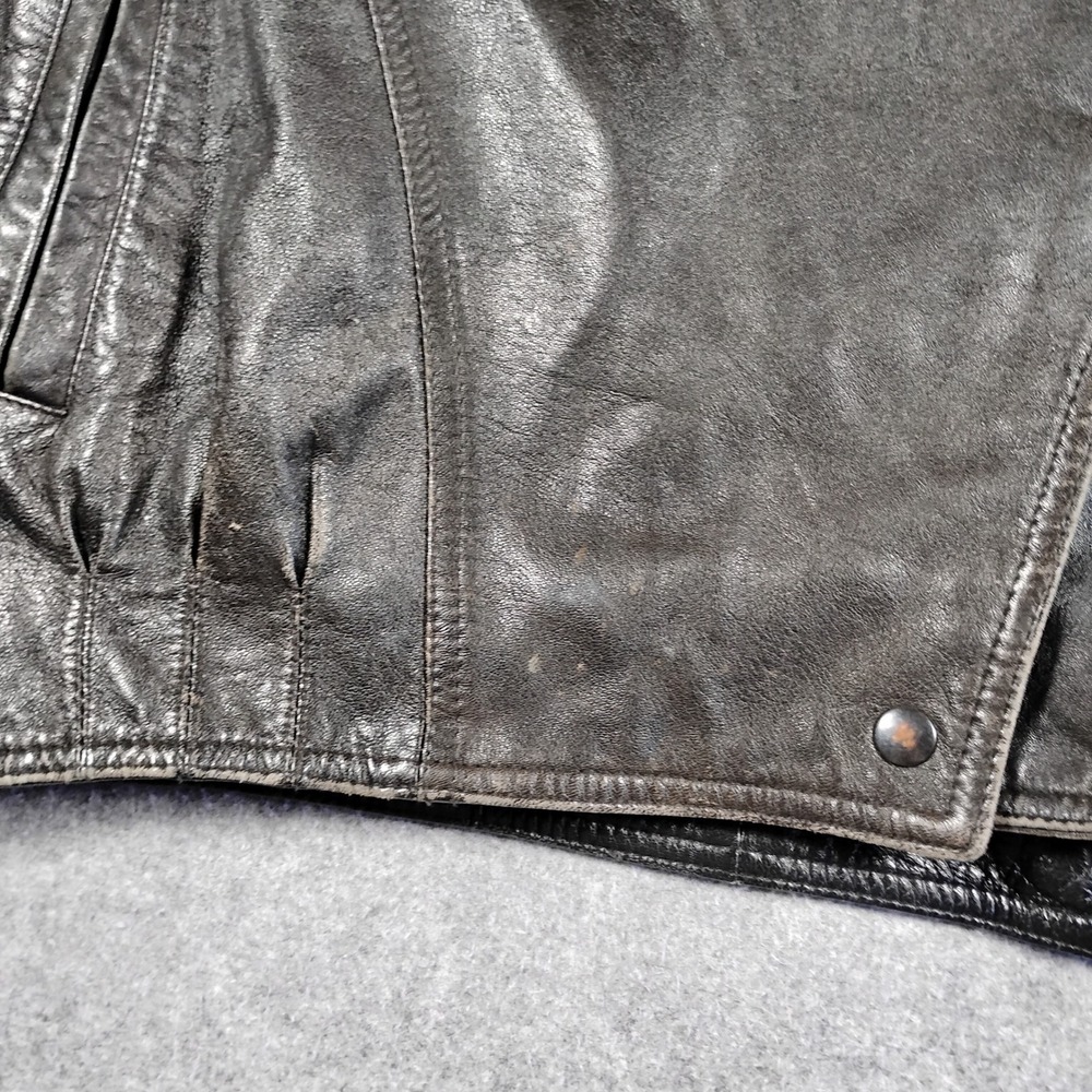 San Francisco Skins Mens Vintage Black Leather Asymmetrical Biker Moto Jacket XL - Picture 5 of 16